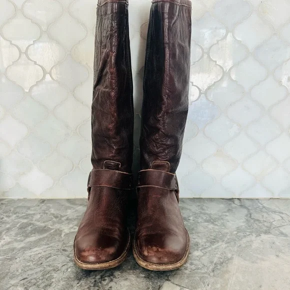 Frye Rich Brown Leather Boots - New Sz 7 Made in Mexico - Picture 3 of 14